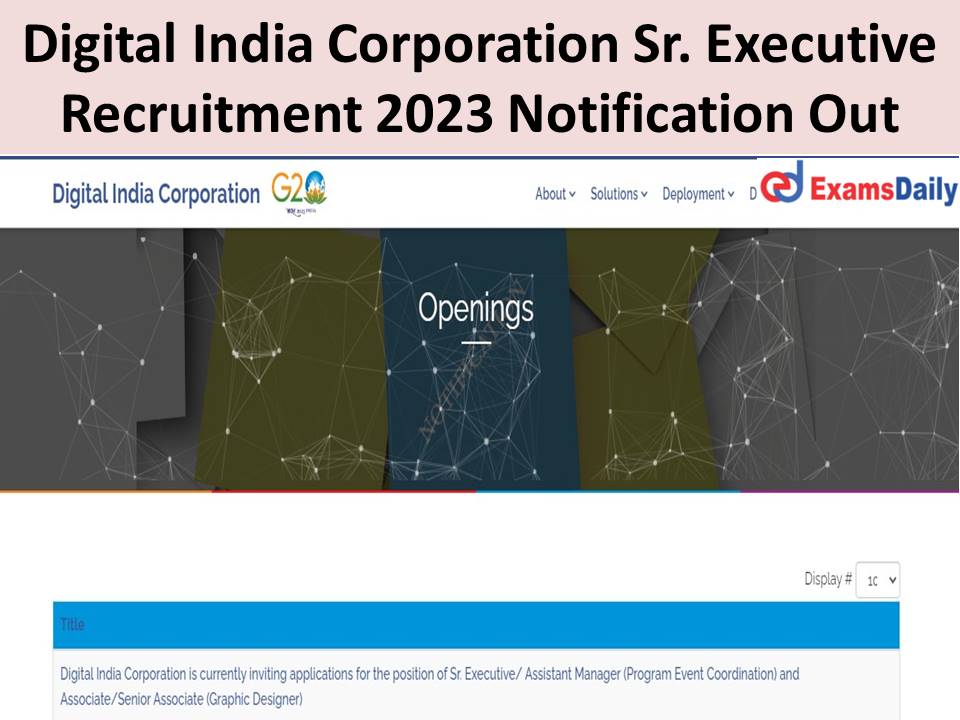 Digital India Corporation Sr. Executive Recruitment 2023 Notification Out