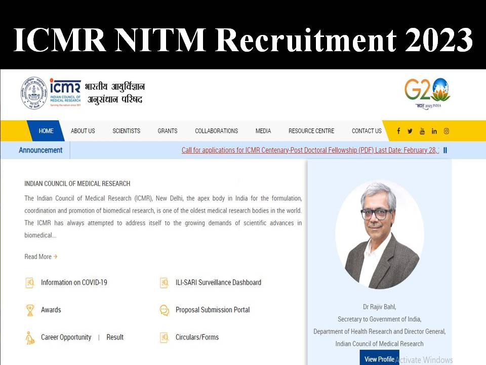 ICMR NITM Recruitment 2023