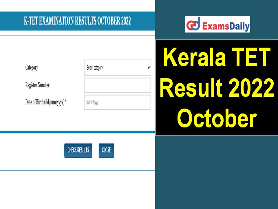 Kerala TET Result 2022 October
