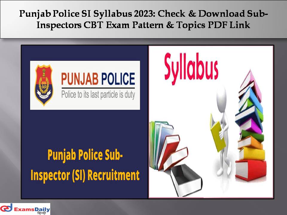 Punjab Police SI Syllabus