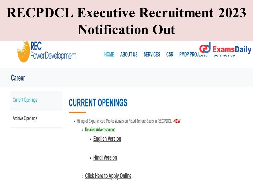 RECPDCL Executive Recruitment 2023 Notification Out