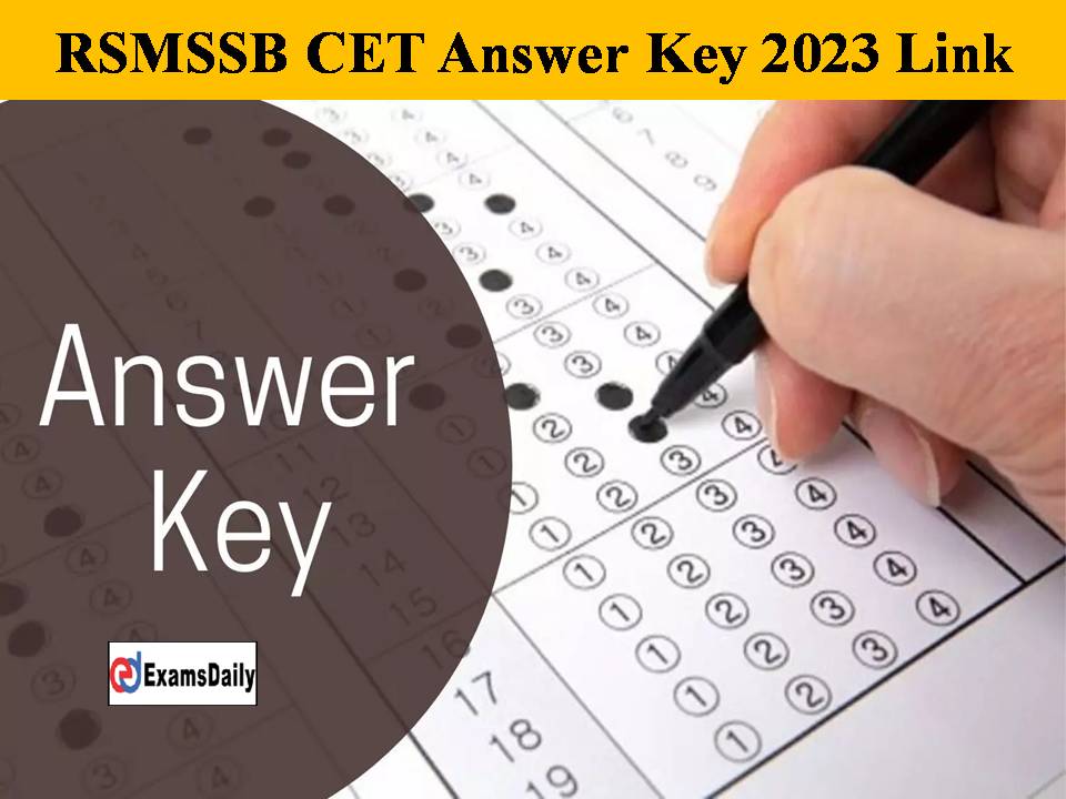 RSMSSB CET Answer Key 2023 Link