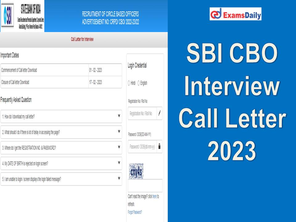 SBI CBO Interview Call Letter 2023