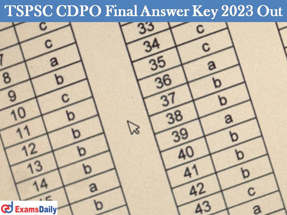 TSPSC CDPO Answer Key 2023 Out