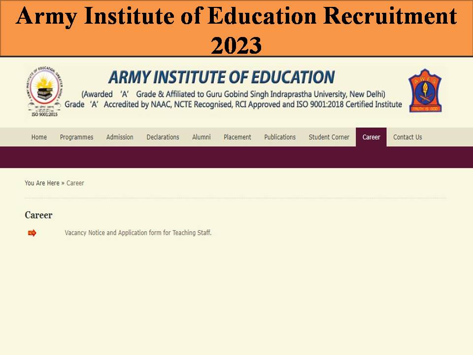 Army Institute of Education Recruitment 2023