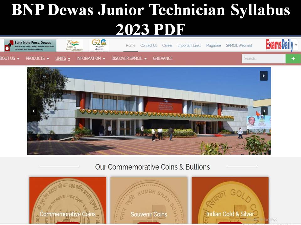 BNP Dewas Junior Technician Syllabus 2023 PDF