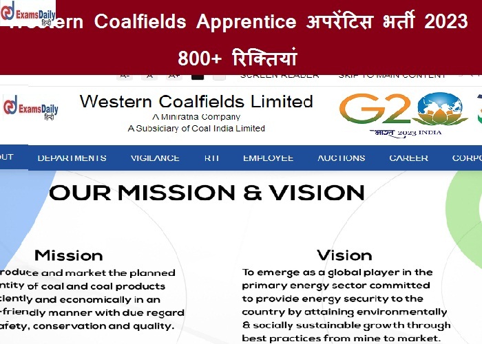 Western Coalfields Apprentice अपरेंटिस भर्ती 2023 - 800+ रिक्तियां | 10वीं और आईटीआई उम्मीदवार आवेदन कर सकते हैं!!!